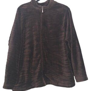 Basic Editions Womens 2X Brown Fleece Jacket